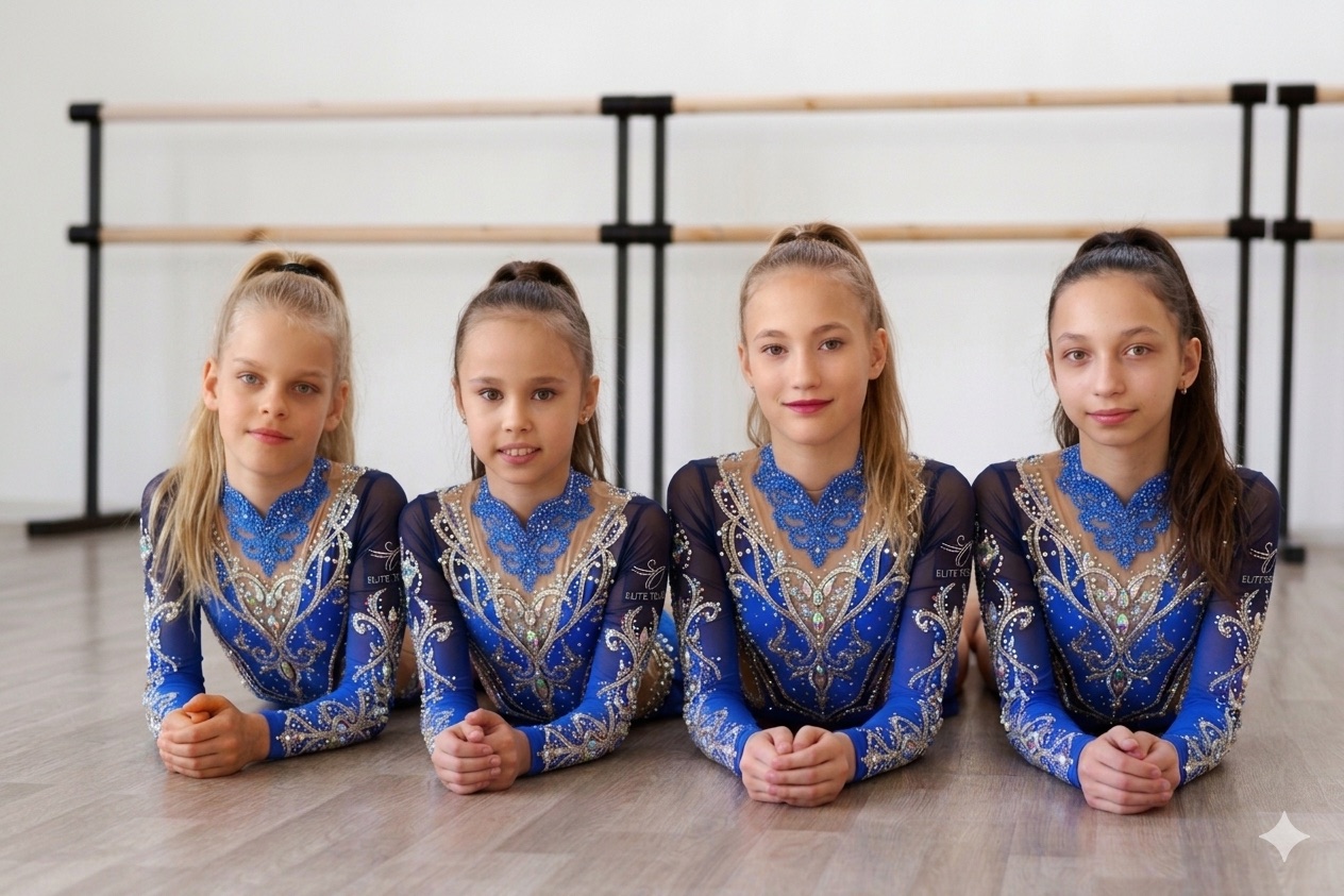 Dancers from The Dance Barre Company posing together in the studio